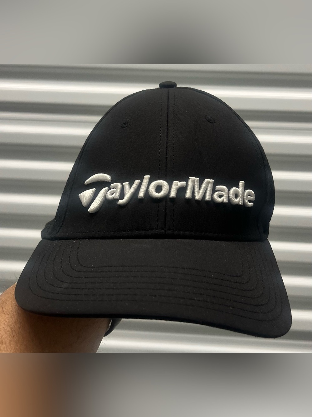 Taylor Made Black White Stretch A Flex 3D Embroidered Golf Hat- Large/ XL